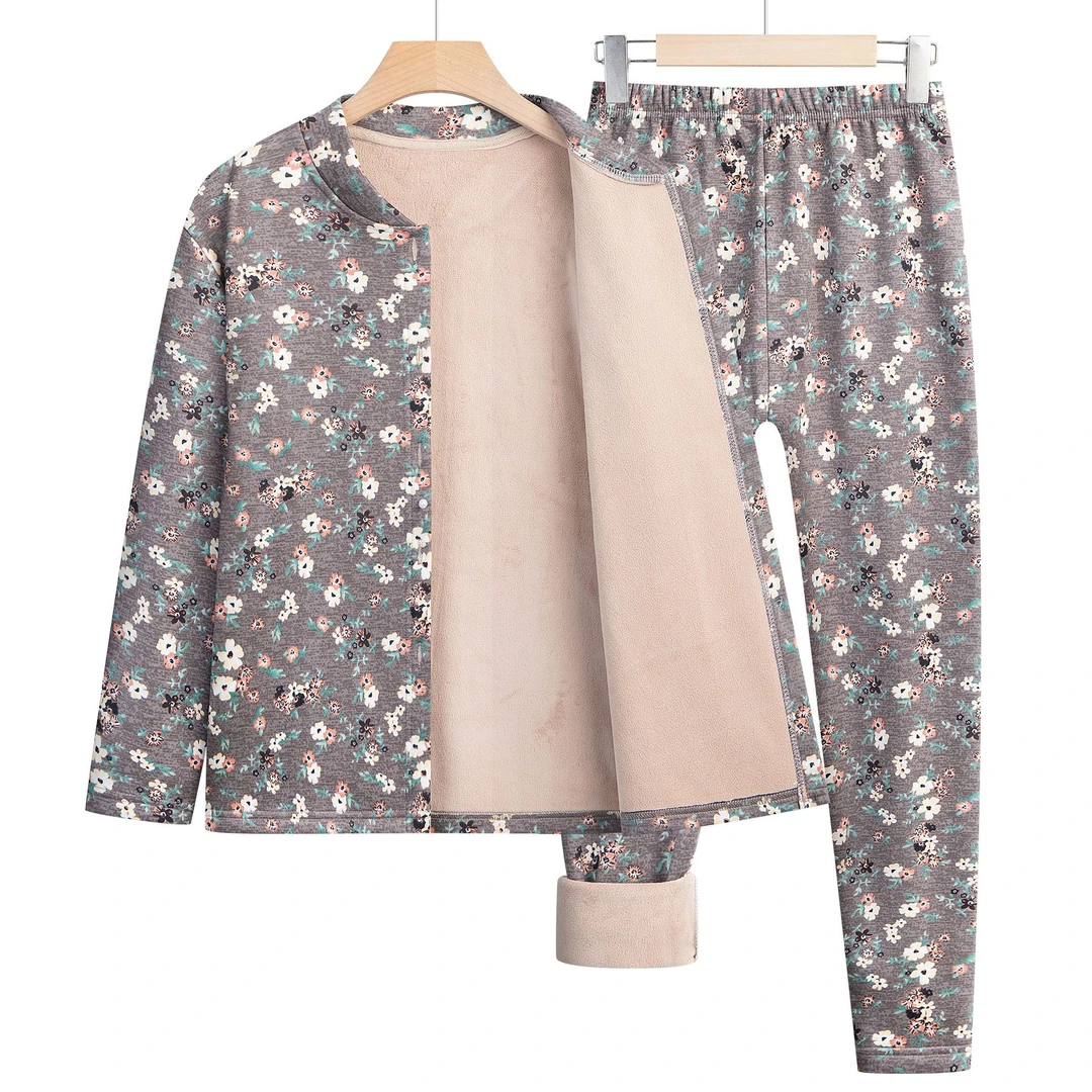 中老年人保暖内衣套装女奶奶开衫上衣妈妈冬季打底冬季保暖两件套