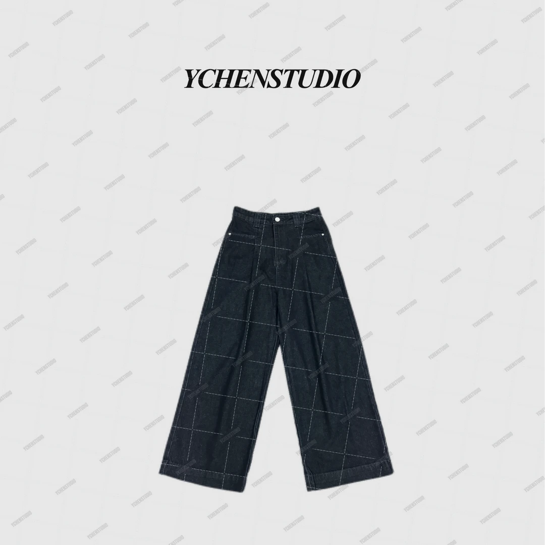 YCHENSTUDIO【碧辰】早秋新款韩版宽松直筒阔腿牛仔裤X55029
