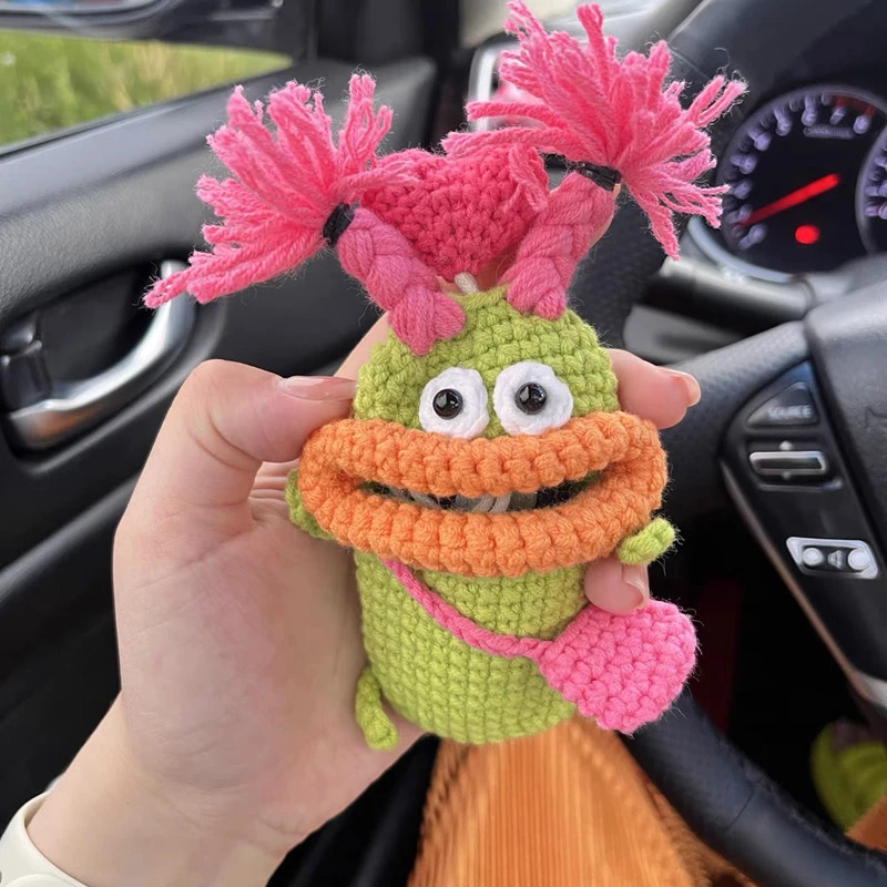 汽车遥控钥匙套通用香肠嘴钥匙包diy毛线钩针自制创意卡通钥匙壳