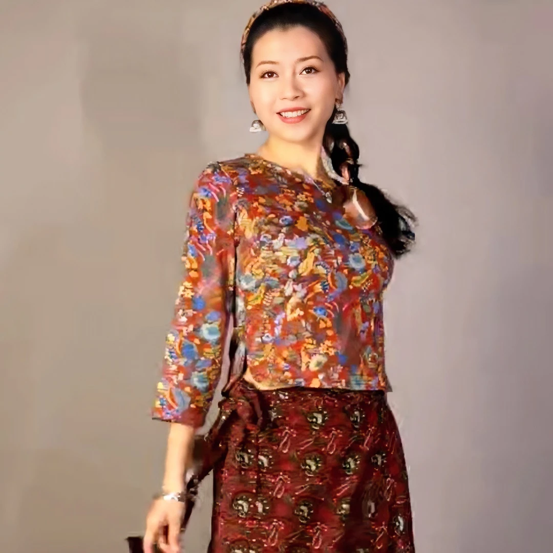 尼泊尔异域风情特色扎染长款时尚松紧腰紫色民族风大摆裙夏季套装