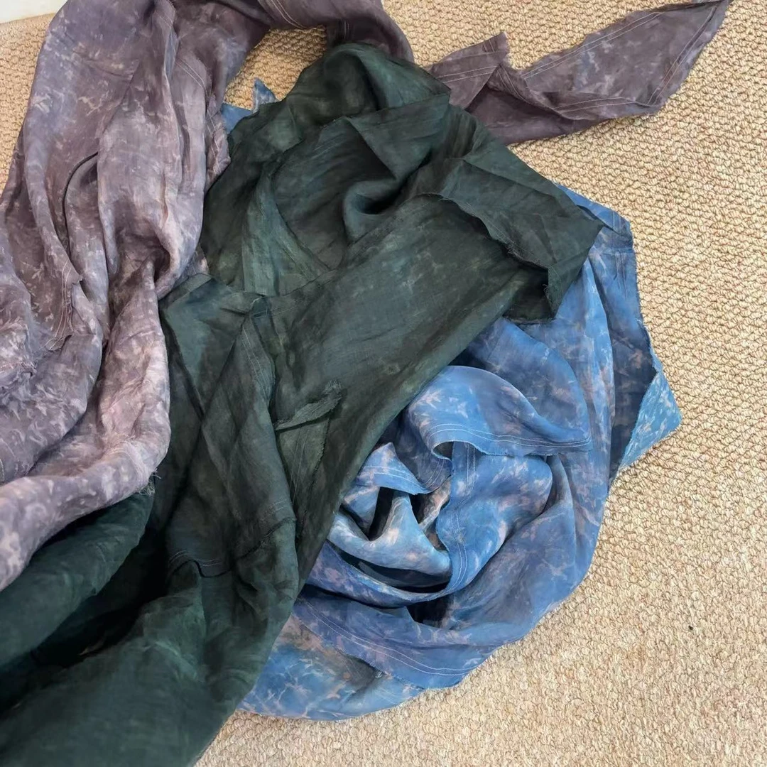 243001高定植物扎染三角大围巾 绝美！ 自制无吊牌介意慎拍