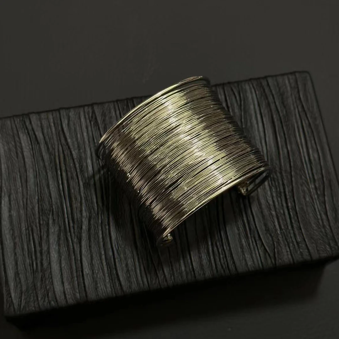 铜合金手镯 王大嘴原创 复古纯手工银色拉丝开口宽手镯A276