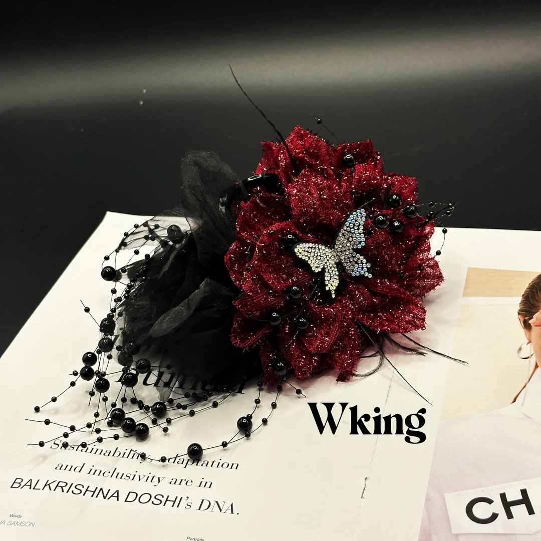 王大嘴原创 “闪花蝴蝶”爆闪满钻蝴蝶流苏抓夹M197