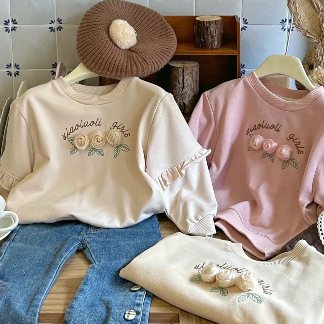 茉莉家童品时尚韩版甜美儿童宽松休闲长袖春款春季福利款百搭