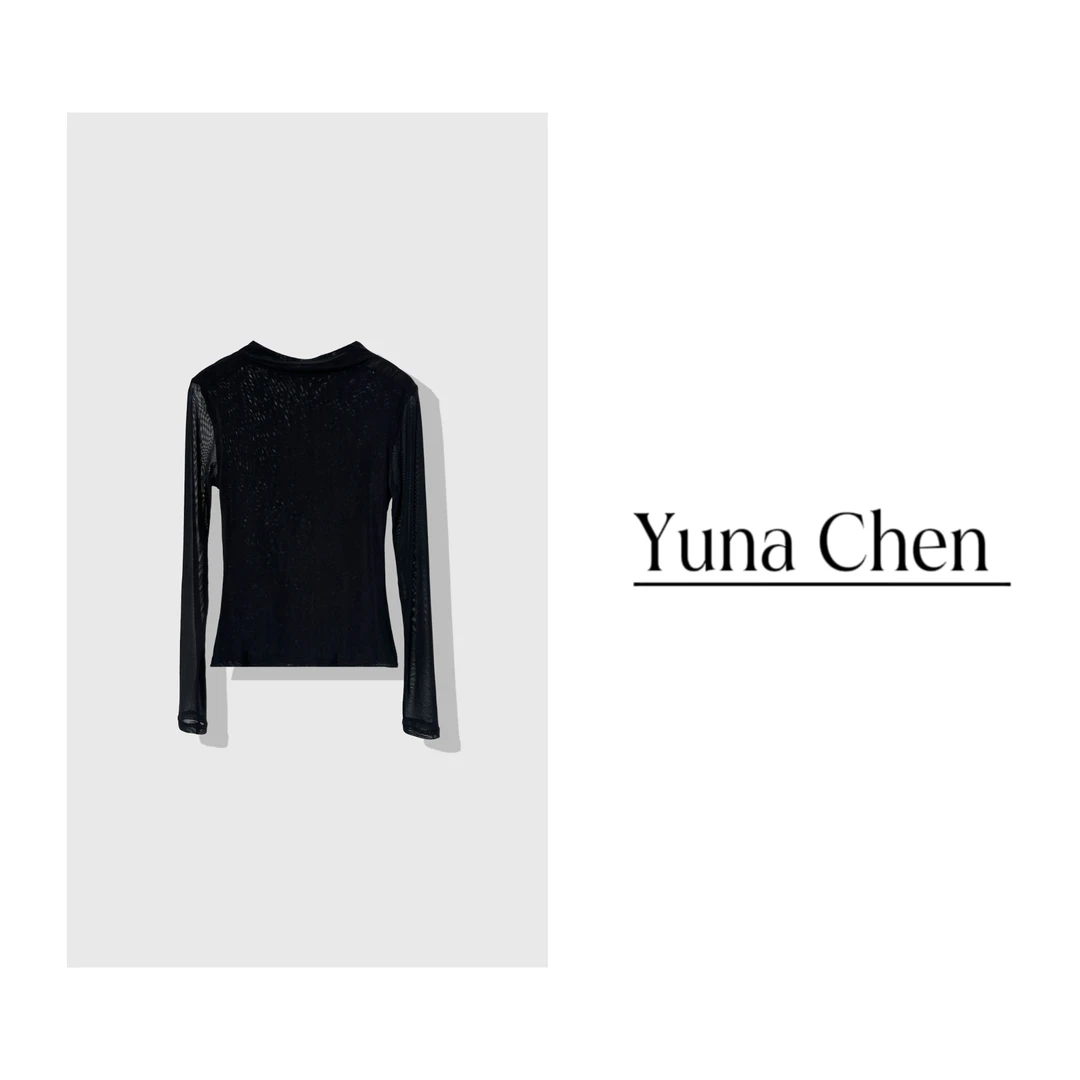 YUNACHEN现货【游云】 时尚百搭高领修身网纱针织衫01-999-D23QN14A