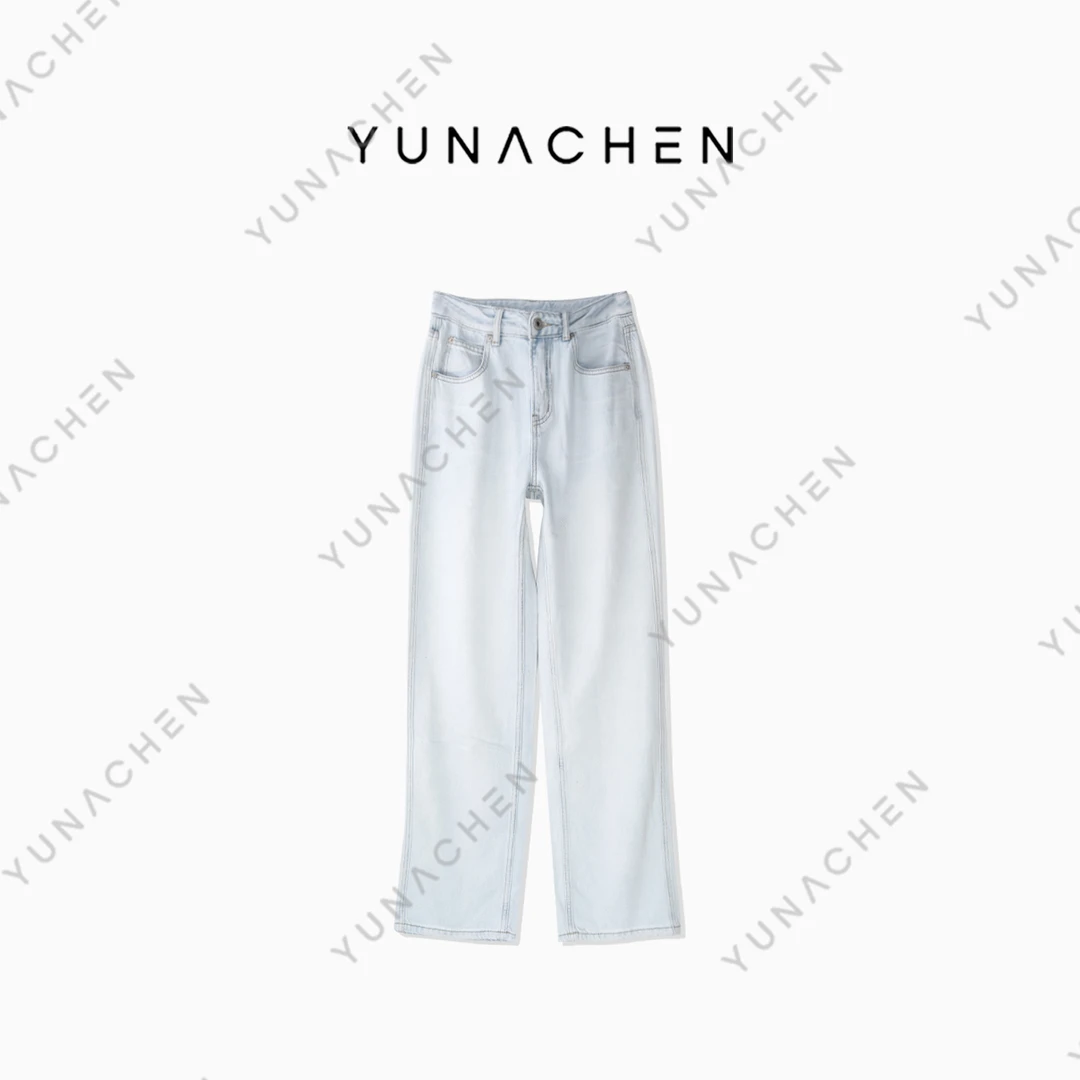 YUNACHEN【简辰】 B29时尚轻奢直筒休闲设计师重工牛仔长裤251-7708