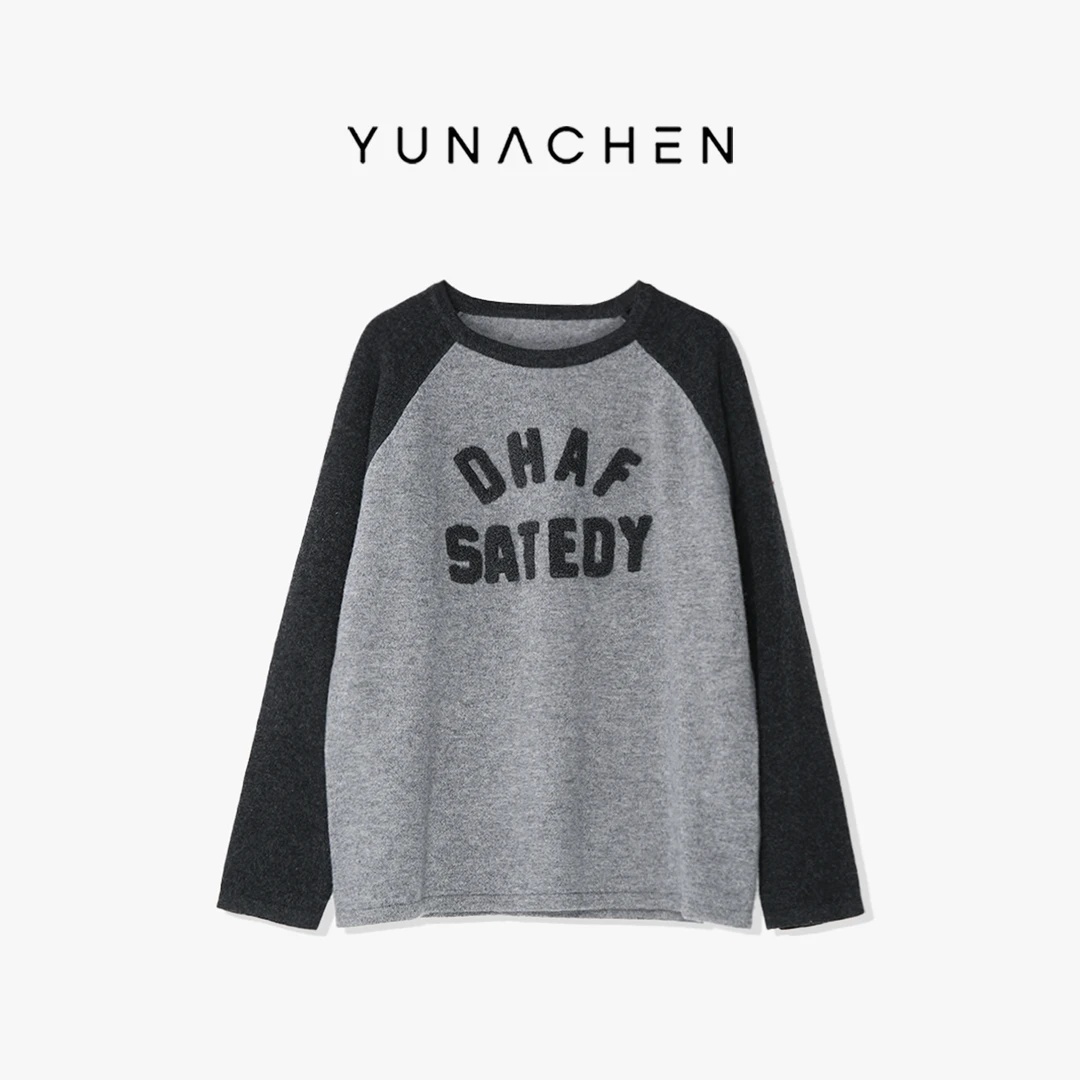 YUNACHEN【素佳】L22运动宽松套头羊毛长袖针织衫86-9087【菠萝宝宝】