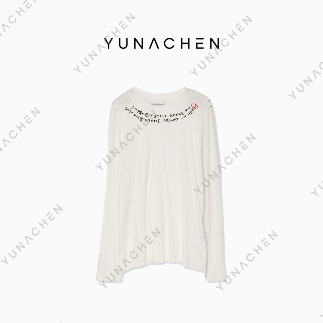 YUNACHEN【长留】D23春夏气质长袖轻奢时尚休闲字母长袖T恤523-1589