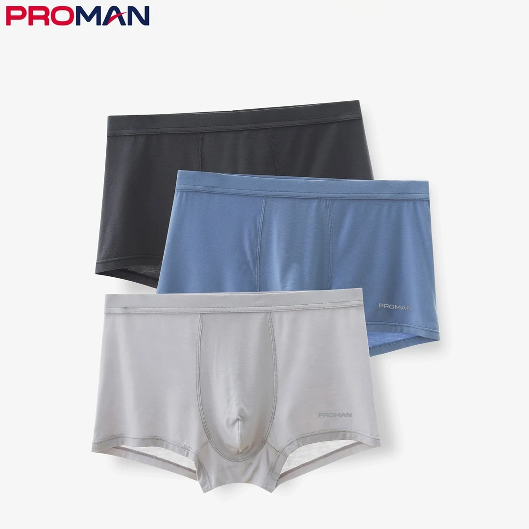 PROMAN/豪门3条装男士内裤茶纤维平角裤运动平口裤薄款WM737113C