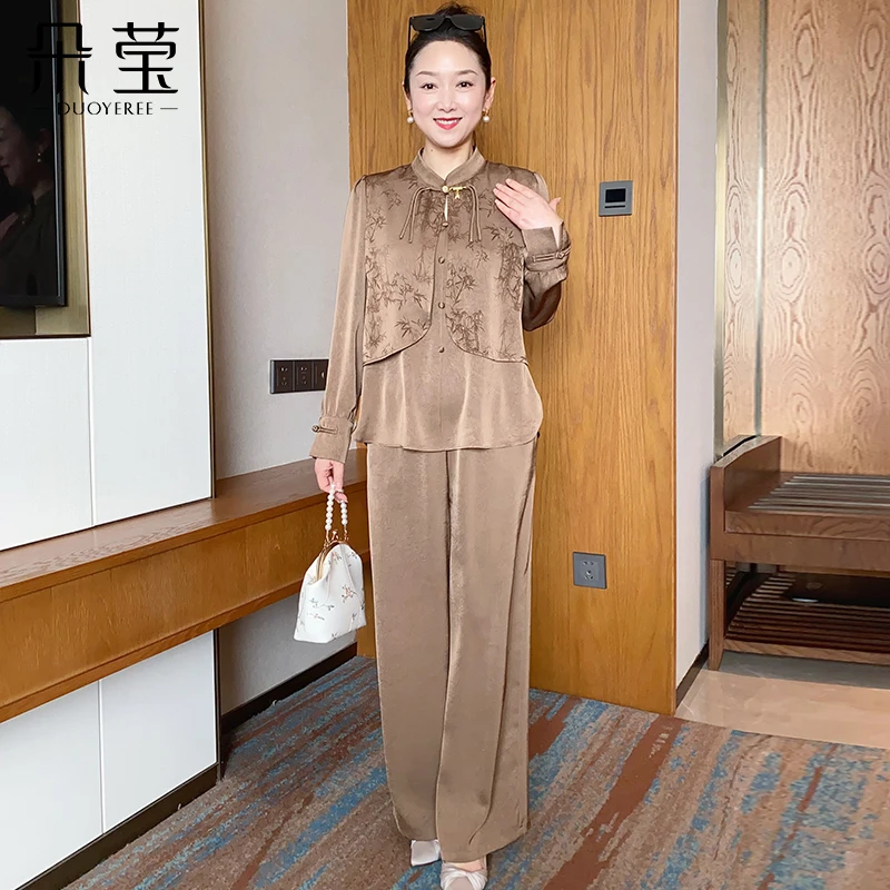 SL气质妈妈春装中国风套装2025新款中年女洋气新中式套装XY24-039