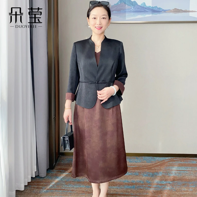 【清仓价格】妈妈秋装新中式套裙2025新款中年女时尚外套连衣裙