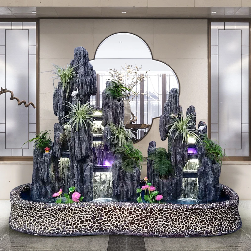 假山流水喷泉公司落地装饰摆件户外庭院造景布置循环水鱼池办公室