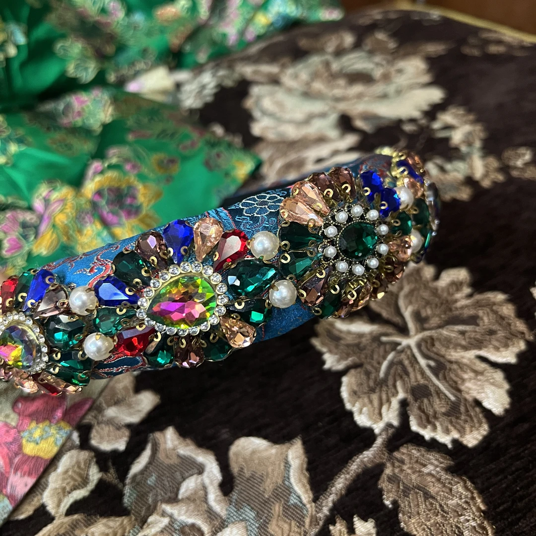 【重工刺绣发箍】板Sister重工高级感蓝色宫廷风发箍