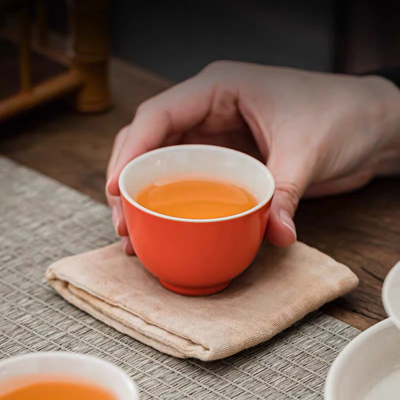 微瑕，日式草木灰，釉复古风手工茶碗功夫茶具单杯品茗杯，5只