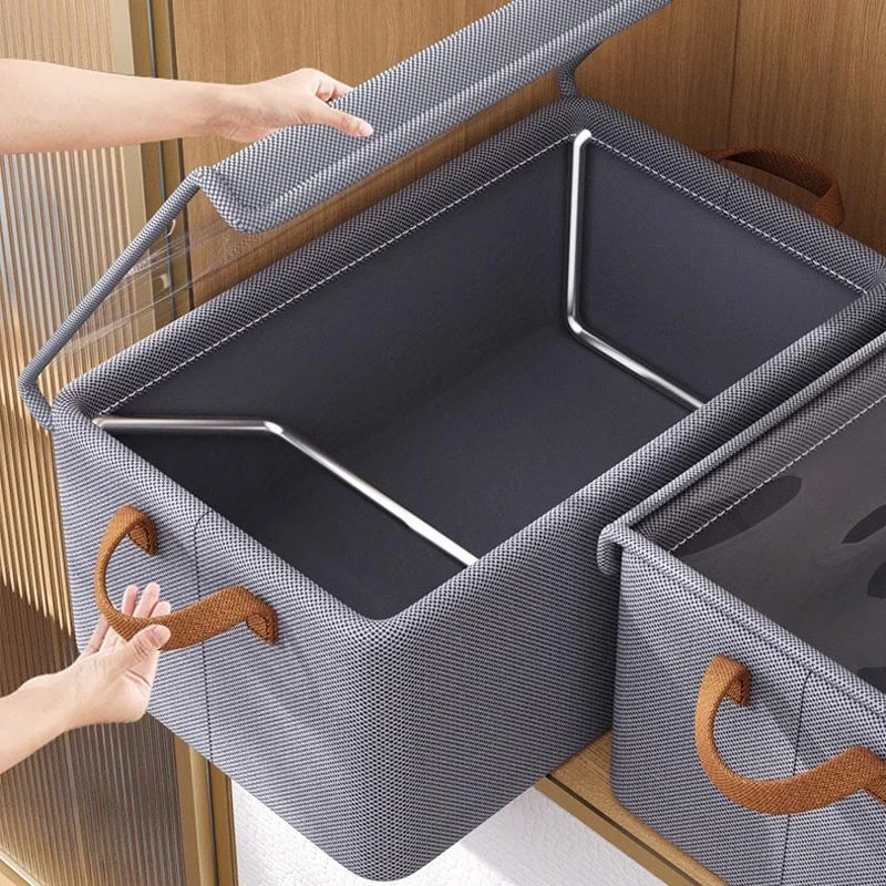阳离子衣服收纳盒衣柜分层整理折叠家用衣柜神器带盖放衣物整理筐