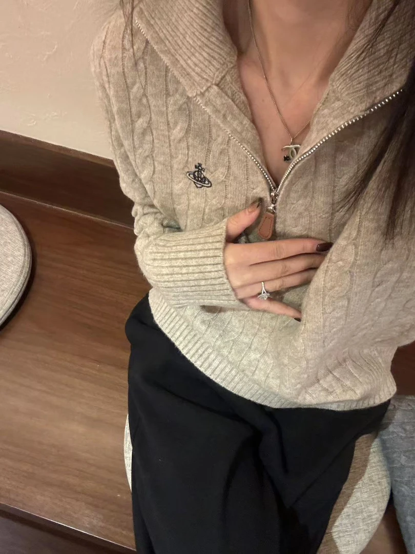 YOI MAGIS 【小土星】巴斯绒厚款polo领秋冬粗针软绵绵百搭毛衣