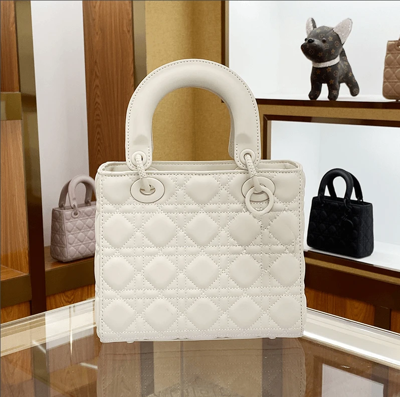 2024新款秋冬轻奢经典菱格手提单肩时尚斜跨女包百搭 9115白色