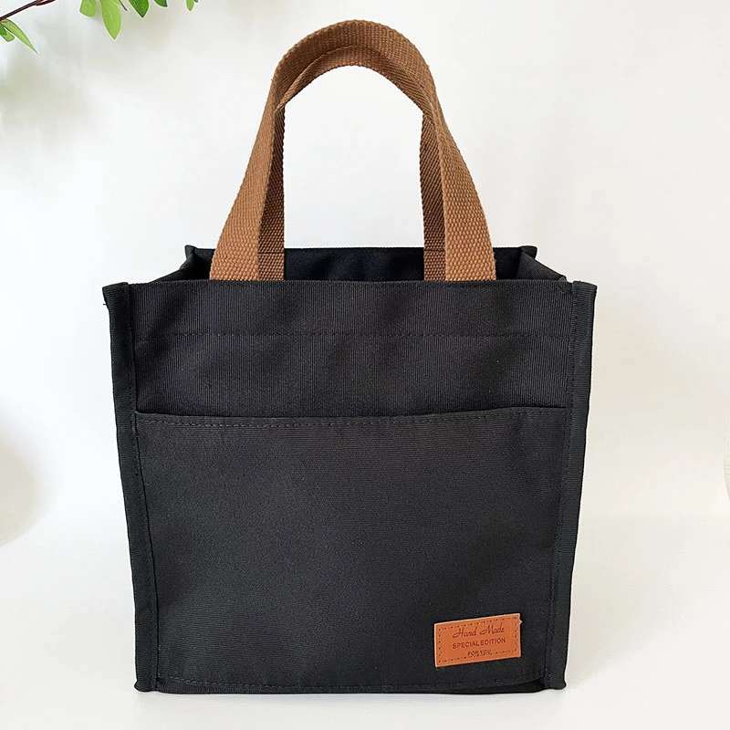 手提袋子时尚外出帆布小拎包上班族带饭保温饭盒包大码男士便当袋