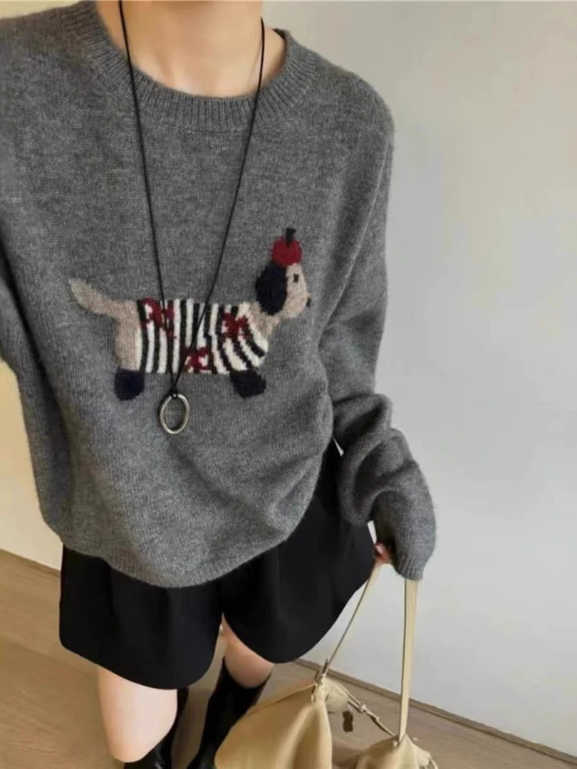 /腊肠狗/圆领长袖可爱小狗柔软亲肤针织毛衣 93591