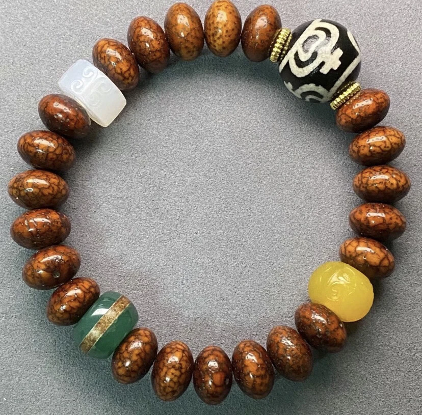 藏区回流开片三年老星月手串12mm男女款文玩星月包浆成品