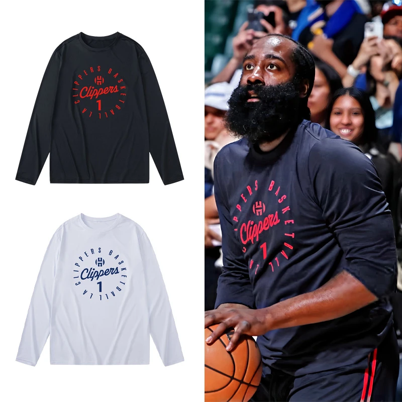 詹姆斯哈登训练投篮服长袖美式库里欧文杜兰特篮球热身健身运动T