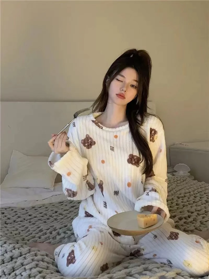 【换季清仓】女士睡衣秋冬珊瑚绒保暖睡衣女加绒睡裤家居服女款