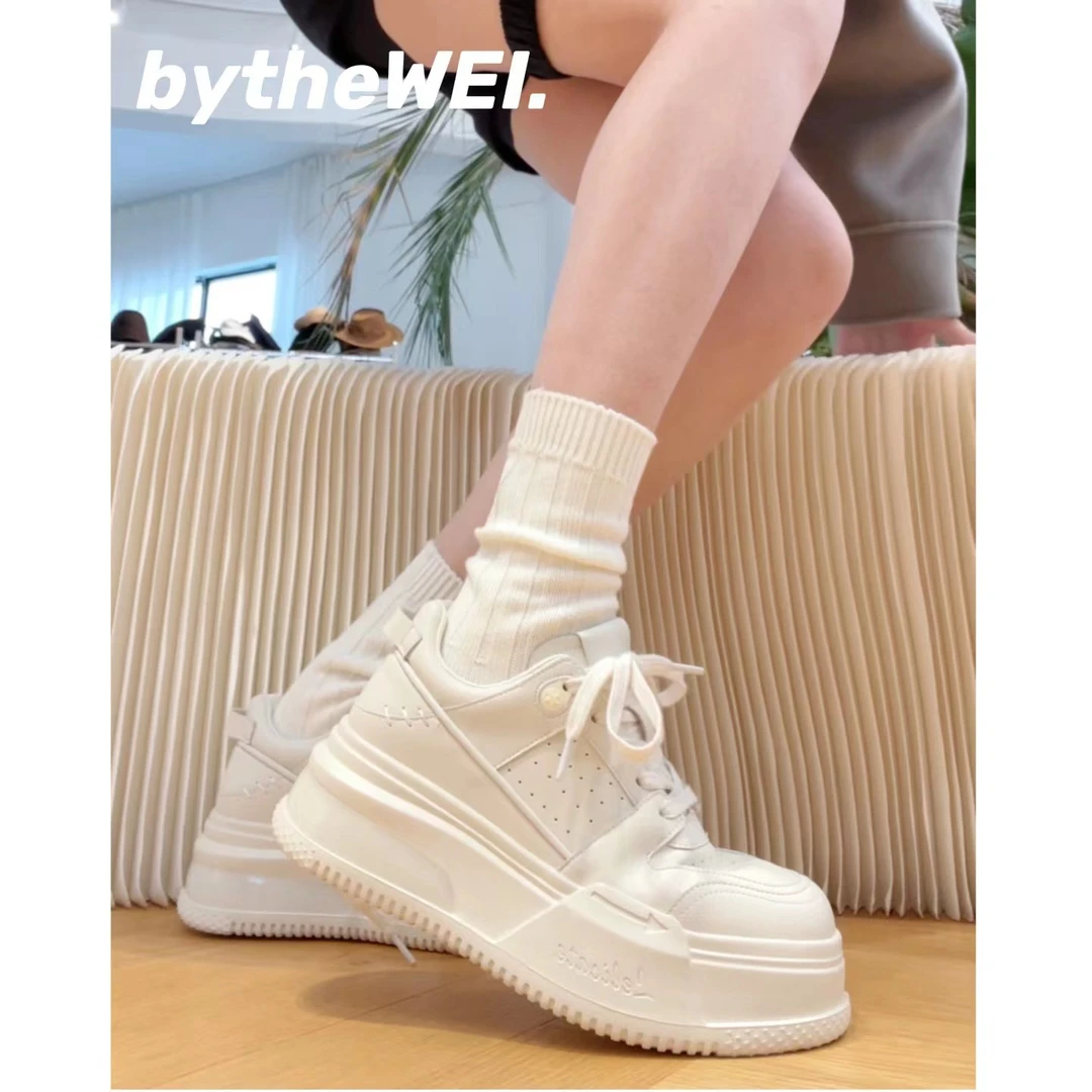 bytheWEI高定~欧货欧洲站熊猫配色拼色气垫底厚底板鞋女休闲鞋潮