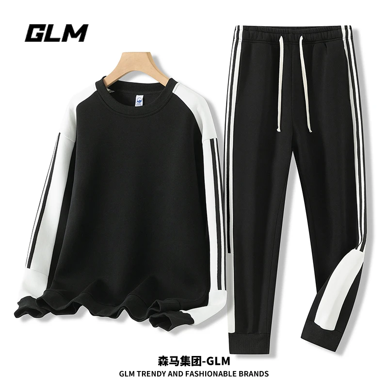 【运动套装】潮牌GLM秋冬男士时尚休闲卫衣套装打底衫跑步运动长裤