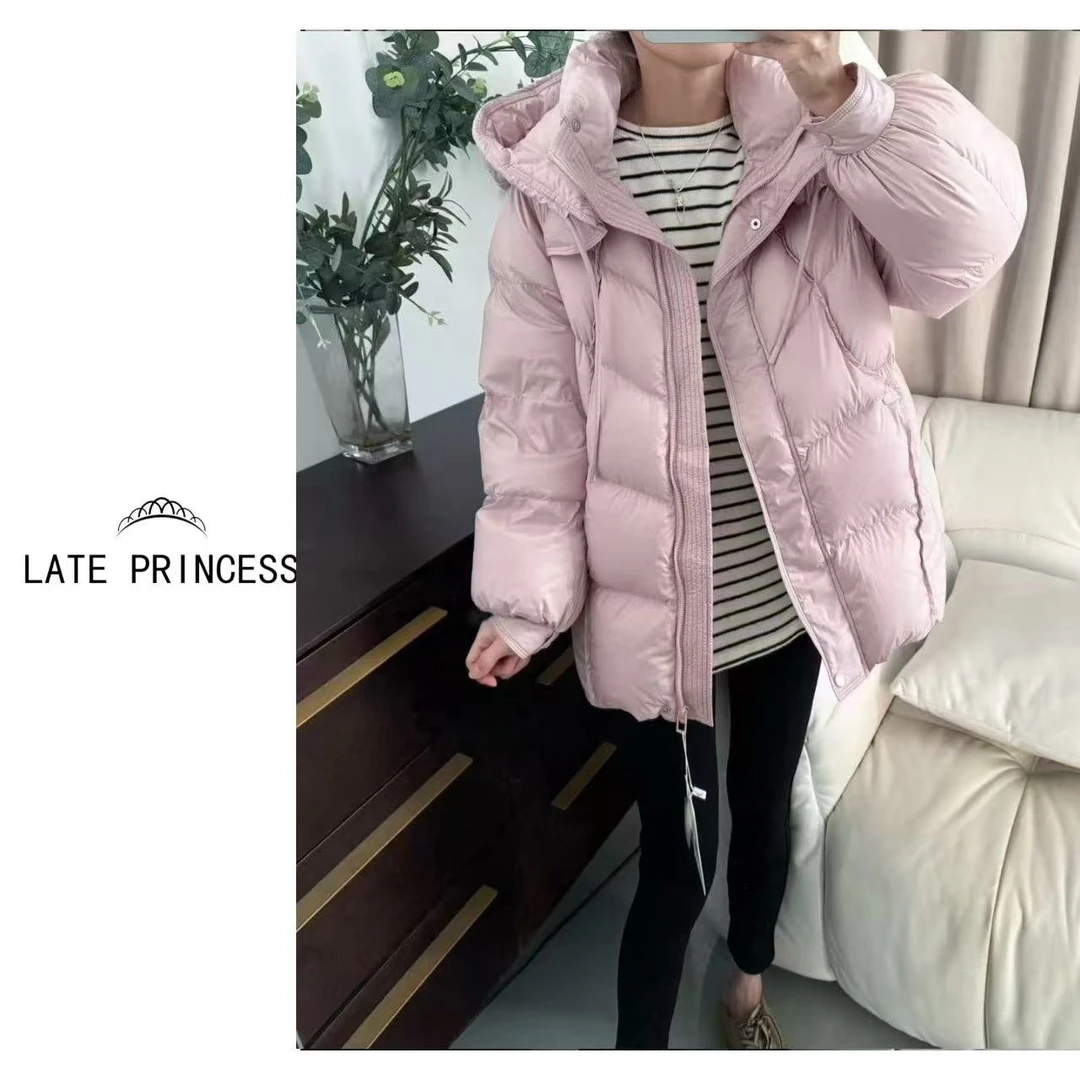 LATE PRINCESS【绵山】冬装新款云朵柔软宽松90白鸭绒连帽羽绒服