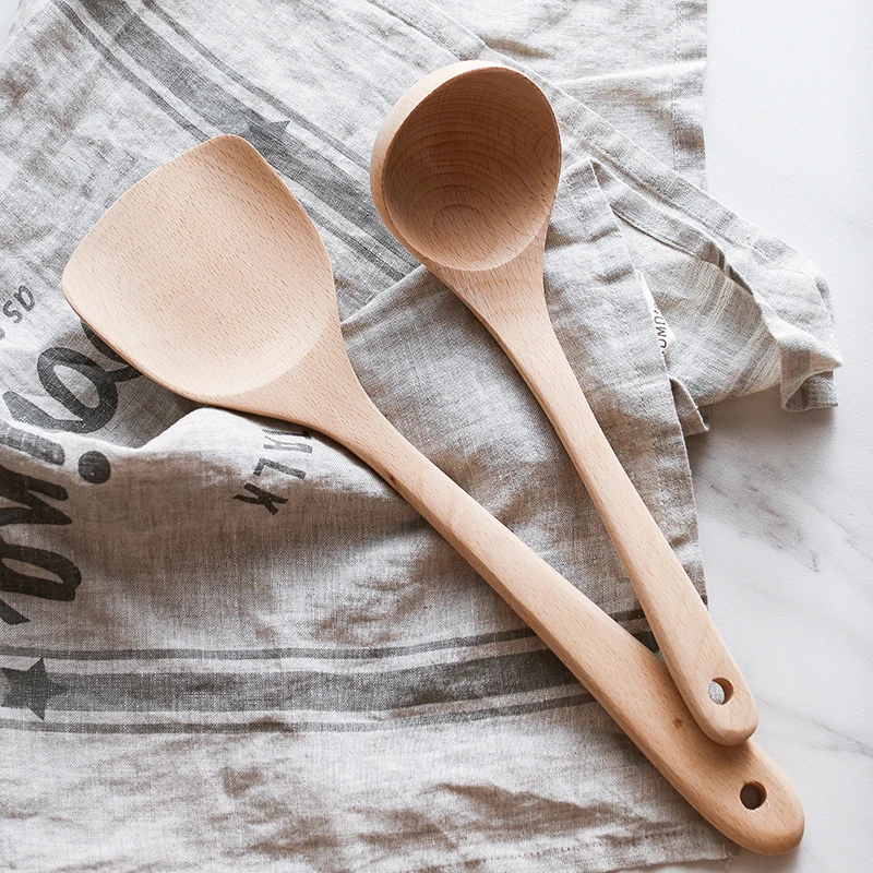 饭勺子榉木粥勺锅铲日式木质长柄汤勺不粘锅用锅铲家用无漆木制