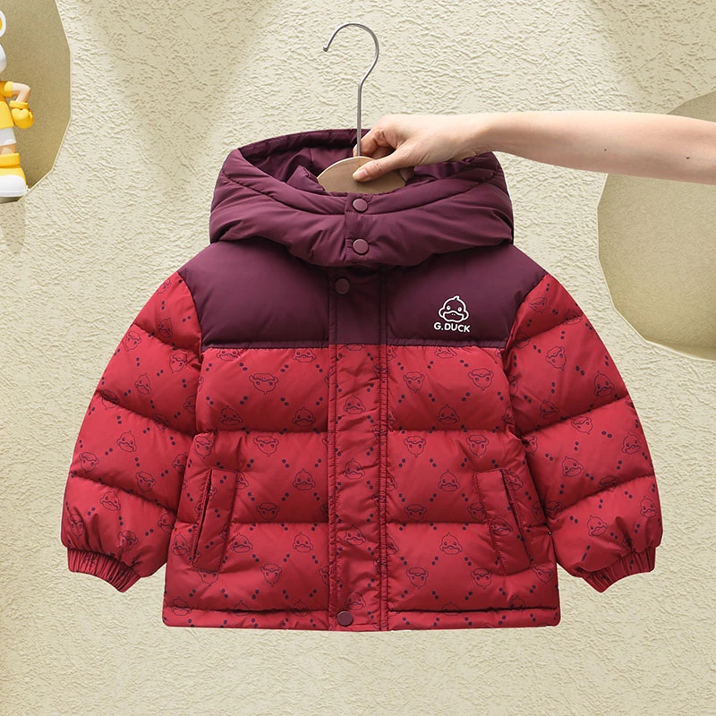 【现货】小黄鸭儿童防寒服加厚男女童中小童连帽冬装宝宝保暖外套