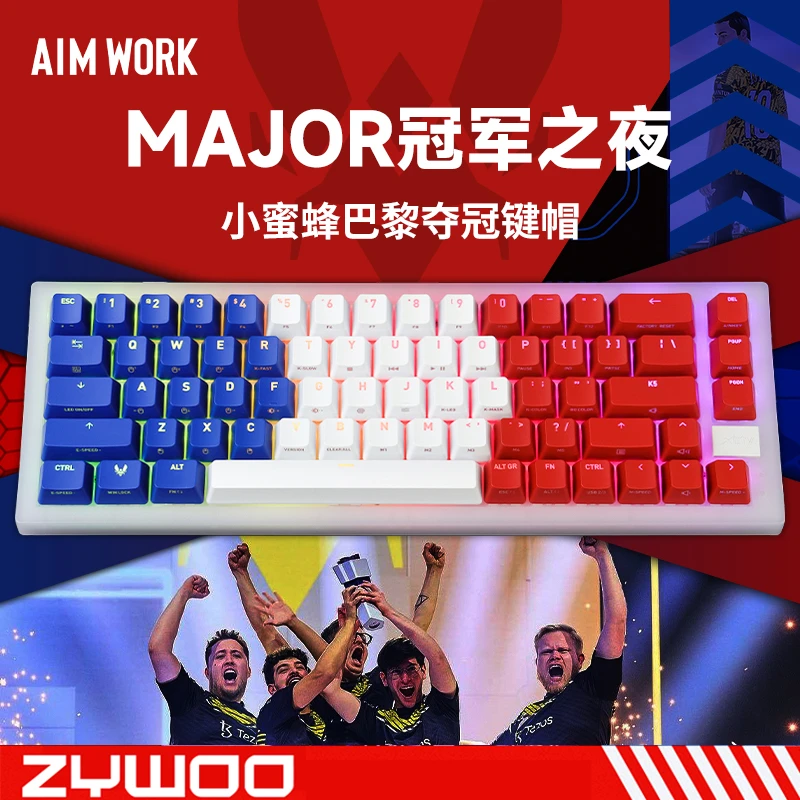 AIM小蜜蜂载物同款红白蓝定制键帽k5WOOTING宁芝醉鹿75适用98键