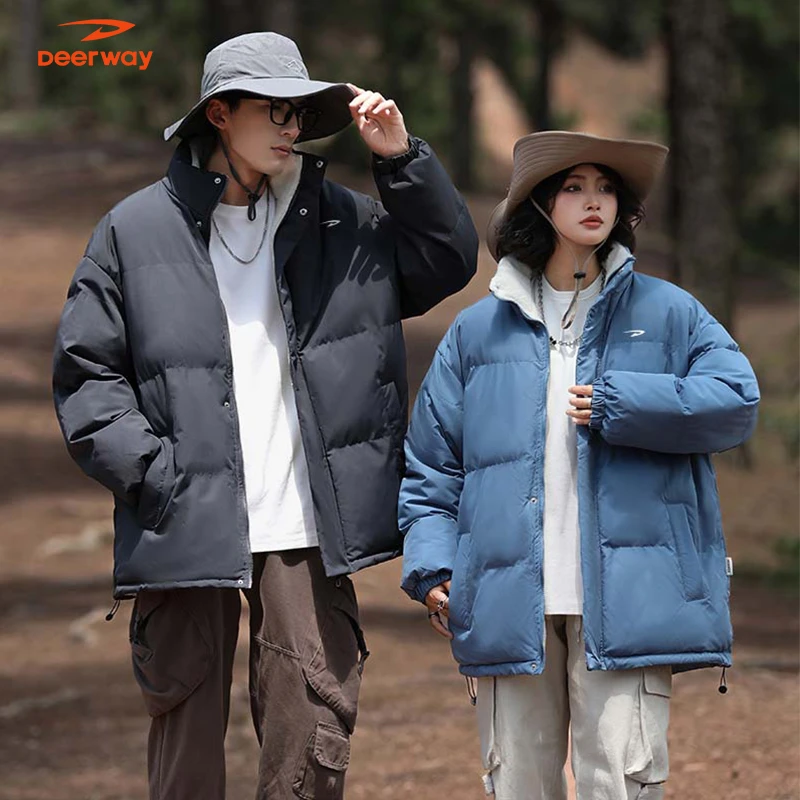 德尔惠冬季新款情侣立领棉服棉袄户外大码宽松加绒保暖棉衣外套男