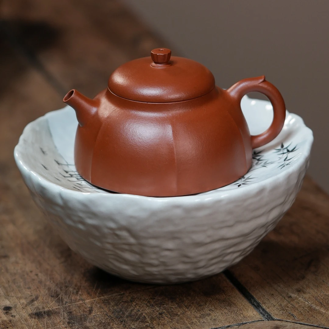 全手工<月印>140cc 生砂生料小煤窑朱泥 作者 袁高芃制紫砂壶