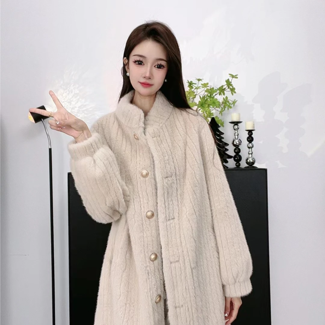 [Xinxin]立领2023冬季新款网红时尚设计师长款外套气质宽松中长款