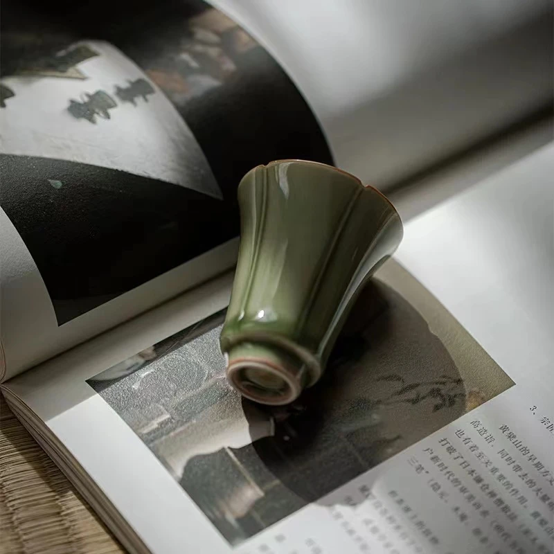 【新年礼物】仿古青瓷束口杯个人客杯陶瓷功夫茶具家用