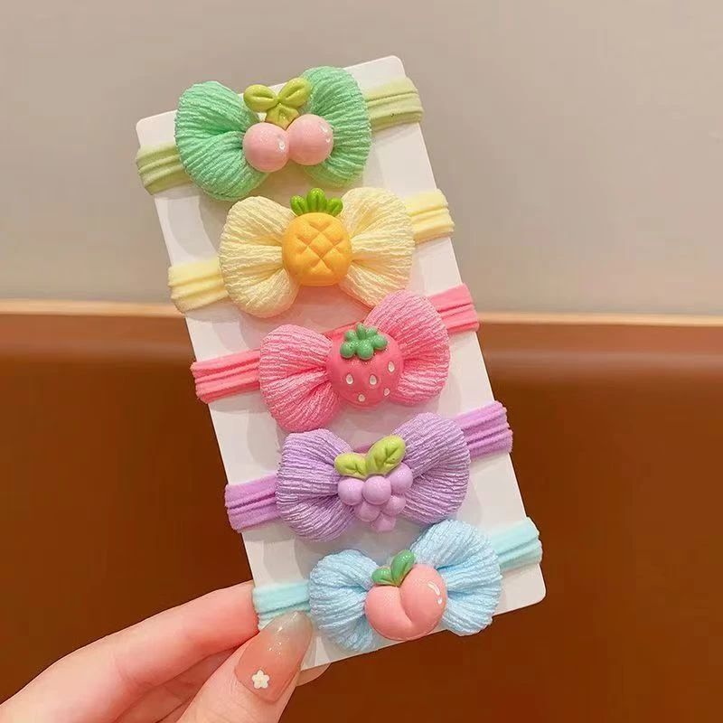 毛巾圈扎头绳儿童发圈发饰不伤发高弹力发绳高马尾水果蝴蝶结皮筋