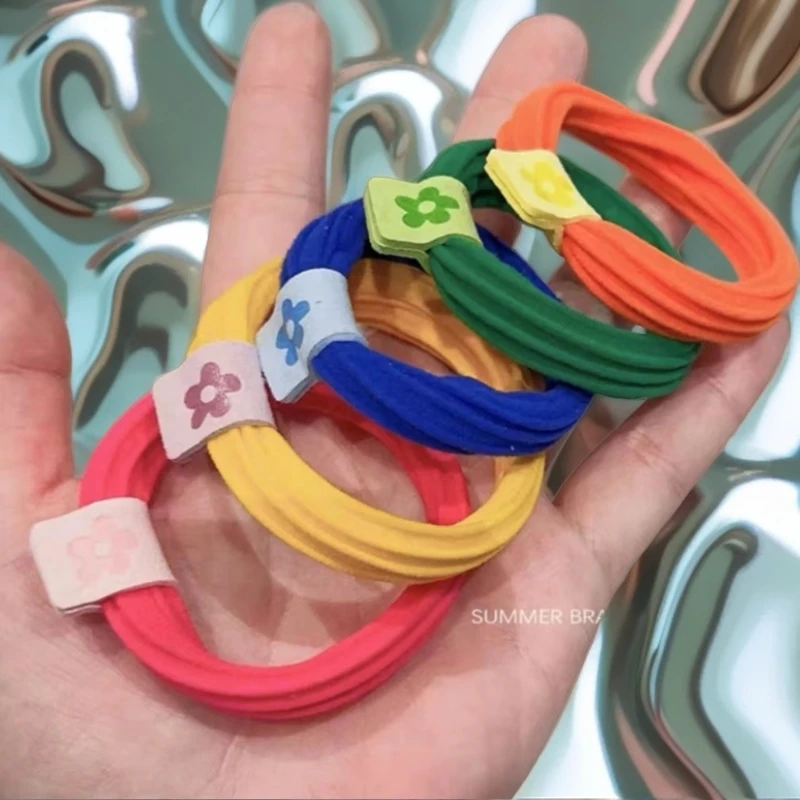 儿童韩版甜美无接缝多巴胺可爱彩色高马尾发圈女加厚加粗ins风