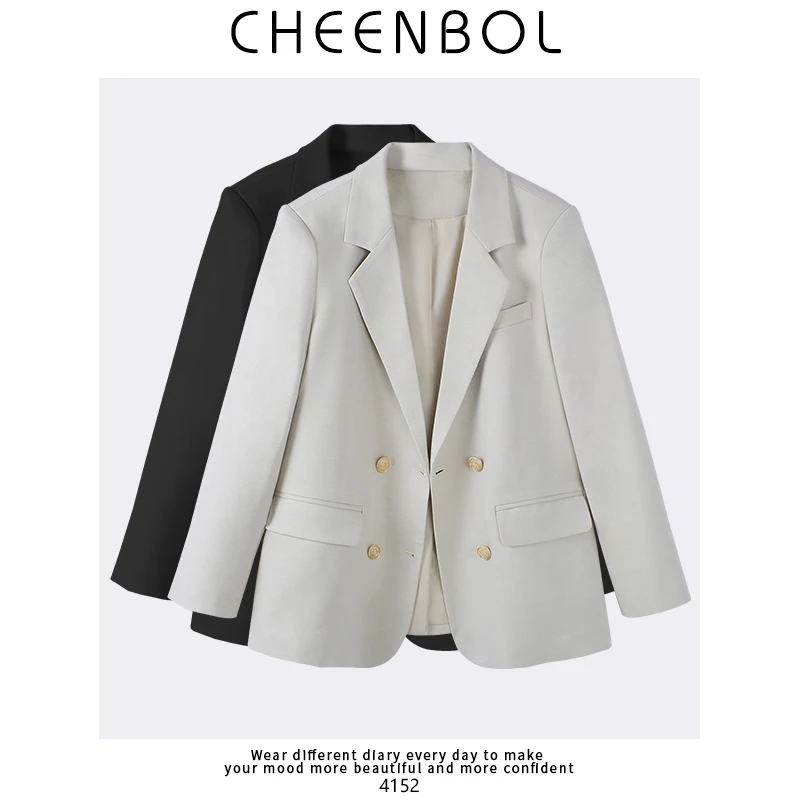 4152双排扣西装外套女2025春秋新款设计感通勤百搭小西服上衣
