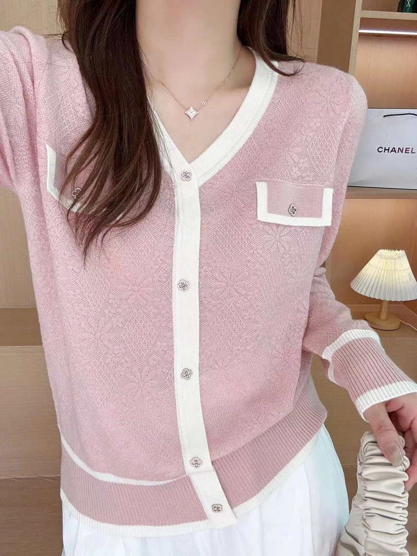 【小香~法式】2024新款百搭休闲条纹秋冬韩版上衣A021