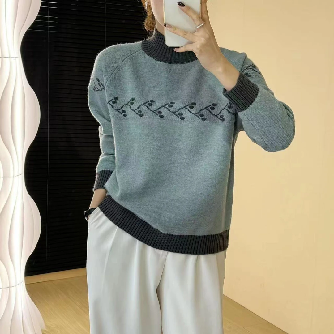 【松石蓝】2024新款套头百搭针织套头百搭A692