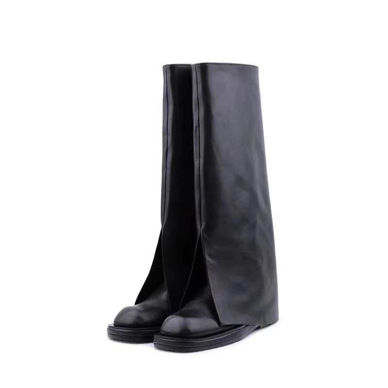 2024厚底裤管靴女新款骑士靴显瘦百搭春秋长靴时尚厚底高筒靴