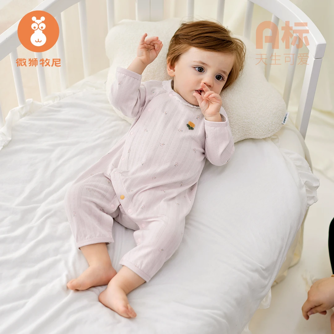 【奶芙甜心】婴儿衣服夏季薄款连体夏天睡衣婴儿长袖外出空调服