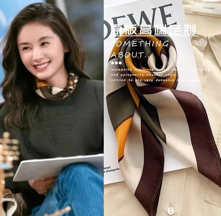 100%桑蚕丝【子文格纹65真丝方巾】素绉缎女士12姆米高端丝巾围巾