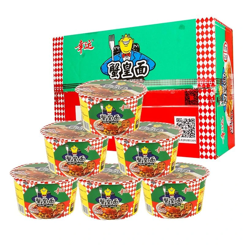 幸运蟹皇方便面潮汕特色风味怀旧美食蟹黄面迷你小杯面整箱装0g笋