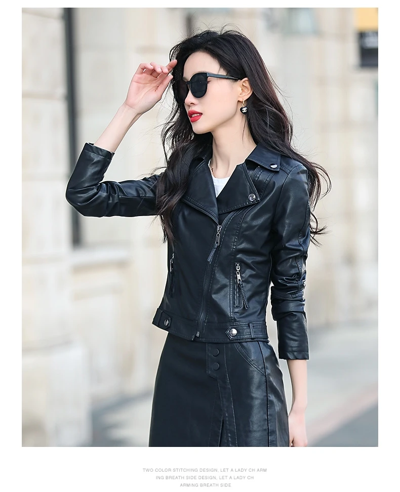 春秋小皮衣女外套短款机车服2022新款皮夹克修身显瘦短外套