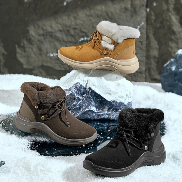 Skechers斯凯奇女靴子复古雪地靴加绒休闲时尚平底保暖短靴144271