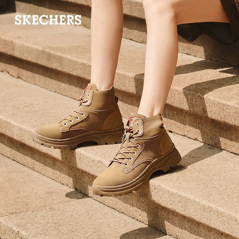 Skechers斯凯奇2024年新款大黄靴马丁靴夏女厚底增高高帮鞋113399