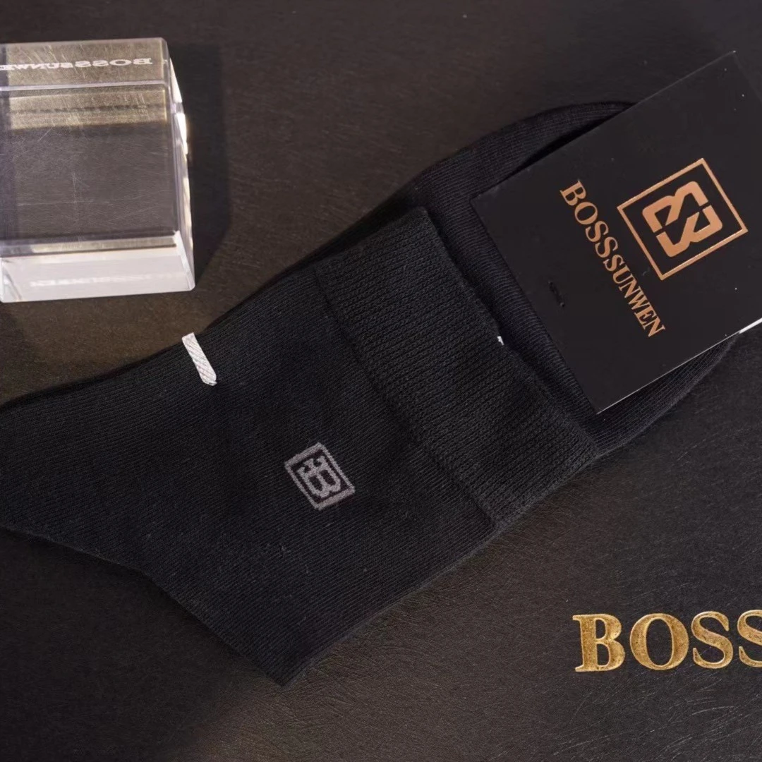 BOSSSUNWEN/博斯·绅威紧密纺棉商务男袜男士中筒棉吸透气袜子