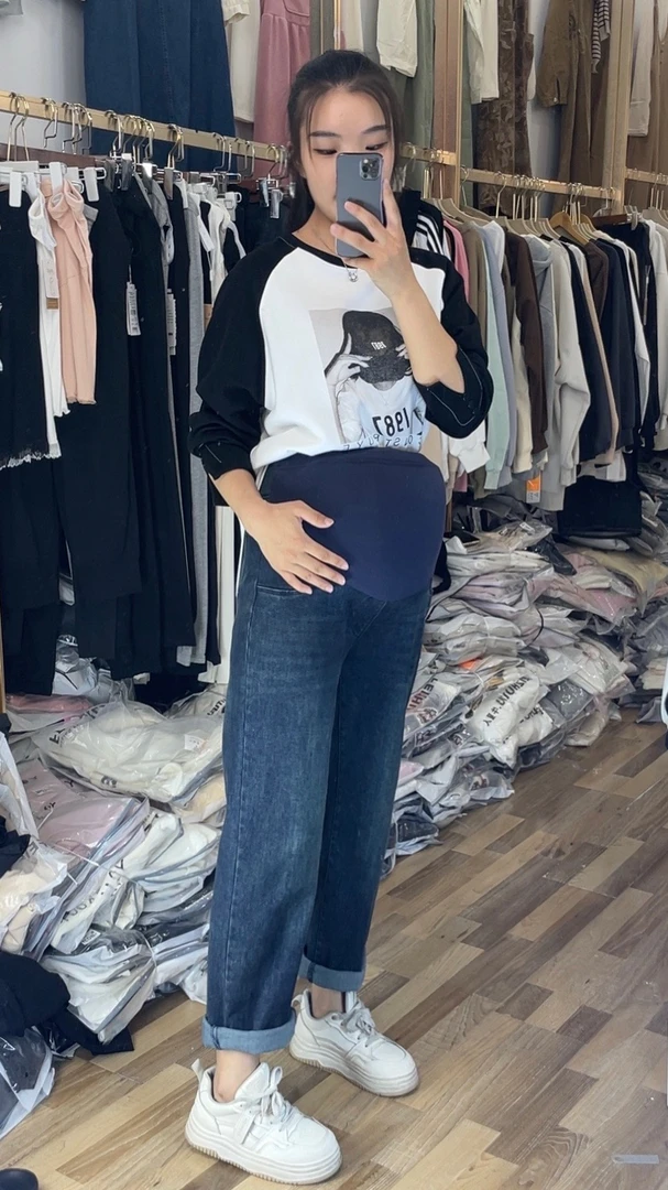 【批发店高品质】24732孕妇男友裤显瘦时尚宽松秋季